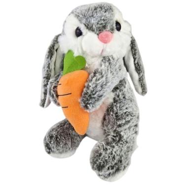 Imagem de Coelho de Pelúcia Realista Com Cenoura Coelhinho Páscoa - Fizzy, Cinza