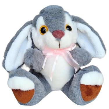 Imagem de Coelho de Pelúcia Orelhudo Cinza Coelhinho da Páscoa - Sunn Toys
