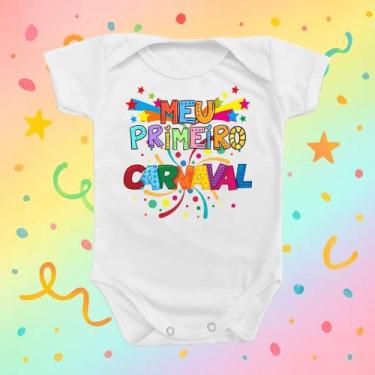 Imagem de Body De Bebê Roupinha Meu Primeiro Carnaval Folia Bloco Menino Menina 