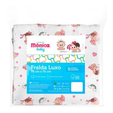 Imagem de Kit 5 Fraldas de Pano Luxo para Bebê Turma da Mônica Baby, Mônica