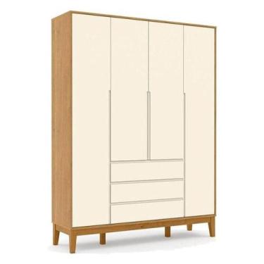 Imagem de Guarda Roupa Infantil Nature Clean 4 Portas Freijó Off White Eco Wood 