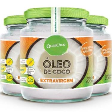 Imagem de Kit 3 Óleo de Coco Extra Virgem 200ml Qualicôco