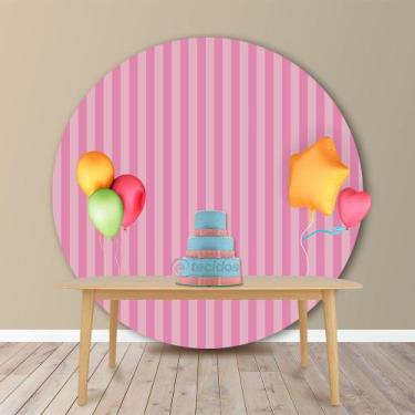 Imagem de Painel Redondo em Jacquard Rosa Bebê Listrado - Jacquard Tradicional, 