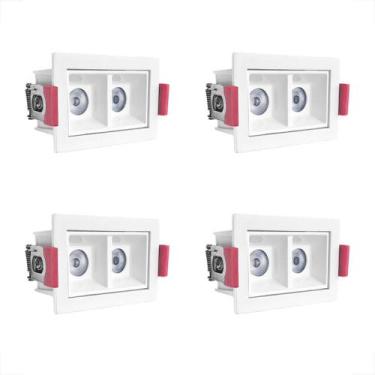 Imagem de Kit 4 Mini Spot Downlight Duplo Led Embutido 4000K Bet85
