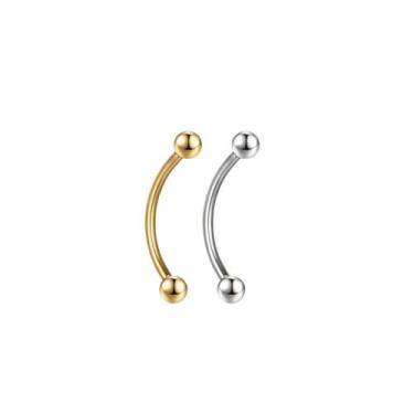Imagem de Piercing Barbell Curvo - Titânio G23 / Ouro PVD Cor:PrateadoTamanho:8m