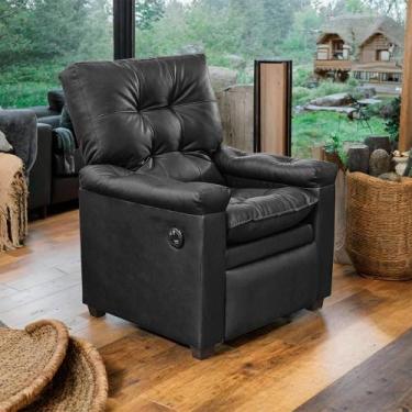 Imagem de Poltrona do Papai Reclinável com Massagem Imperador Couro Facto Preto 
