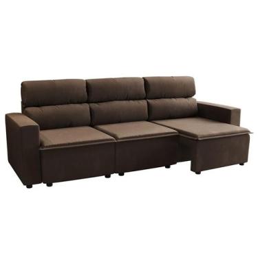 Imagem de Sofá 3 Lugares Retrátil e Reclinável Hanôver II Suede Marrom 210 cm - 