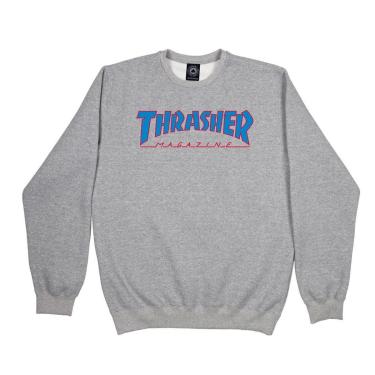Imagem de Moletom Thrasher Magazine Careca Outlined - Cinza Mescla/Azul-Masculino