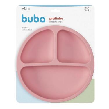 Imagem de Prato Infantil de Silicone com Ventosa Buba Rosa