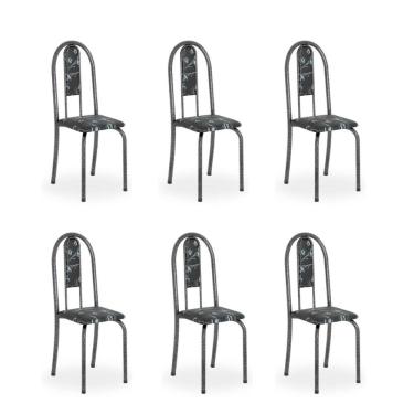 Imagem de Kit c/ 6 Cadeiras Isabel Mart Prata Preto Floral