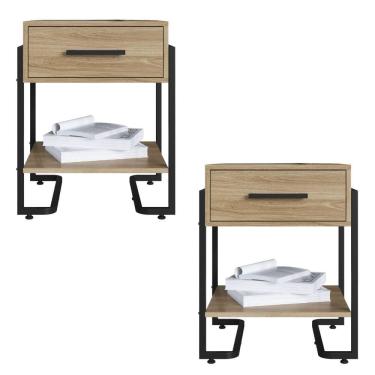 Imagem de Kit 2 Mesas de Cabeceira P1059 49 cm PP Milani Store