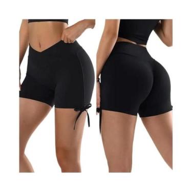 Imagem de Shorts Esportivos De Yoga De Cintura Alta Em Formato V Com Comprimento