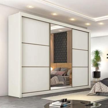Imagem de Guarda Roupa Casal 6 Gavetas Com Espelho - Bragança-off White - Móveis Europa