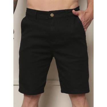 Imagem de Bermuda Masculina Sarja Slim Esporte Fino Geométrica - - WJR, Preto, 3