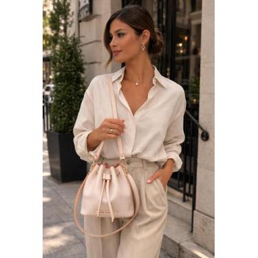 Imagem de Bolsa feminina bag saco Carolina Stefanni, Nude