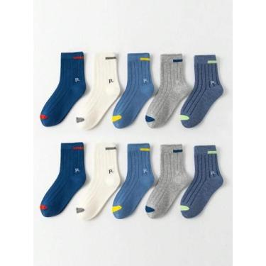 Imagem de Meias Esportivas Para Meninos Até O Joelho 5 Pares Respiráveis Em Core
