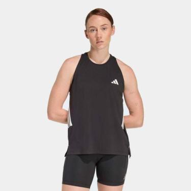 Imagem de Regata Adidas Corrida 3 Listras Feminina, Preto, G