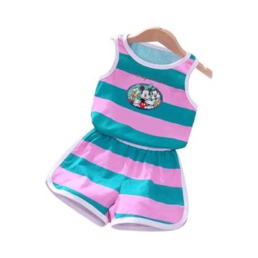 Imagem de Conjunto de Roupas Infantil de Verão Mickey e Minnie - Colete e Shorts