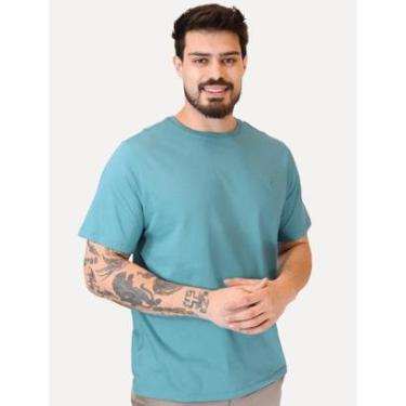 Imagem de Camiseta Dudalina Masculina Essentials Modal Logo Azul Turquesa-Masculino