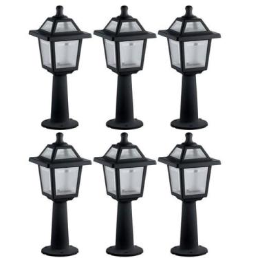 Imagem de 6 Balizadores de Jardim Pretos 45x18cm Luminárias de Chão Externas Rav