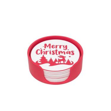Imagem de Porta-Copos Merry Christmas Vermelho 3D (8 porta-copos) - Sanson Broth