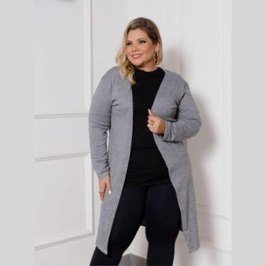 Imagem de Cardigan Casaco Feminino Longo Inverno Lanzinha Plus Size - Rosana Far