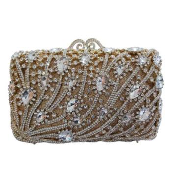Imagem de Bolsa Clutch Feminina De Festa Luxo Com Cristais E Strass - Lika Bijut