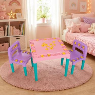 Imagem de Mesa Infantil Didática Tritec 3827 Plástico Resistente 2 Cadeiras Alfa