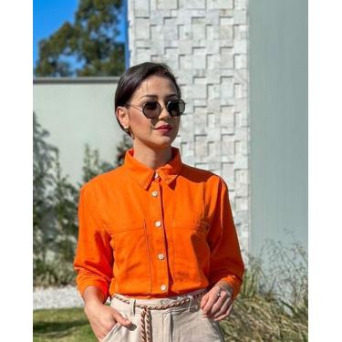 Imagem de Camisa Cropped Lenix Jeans - Lenix Jeans Wear , Laranja, G