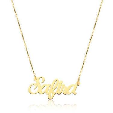 Imagem de Colar com Nome de Ouro 18k personalizável - Safira, Único
