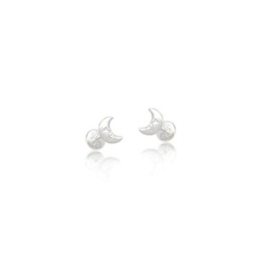 Imagem de Brinco De Prata Infantil Lua Com Rosto 6mm Tarraxa Baby - Beatriz
