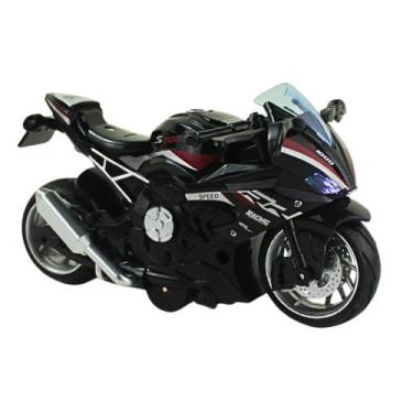 Imagem de Brinquedo Moto de Ferro Esportiva Com Fricção Luz e Som 1 Peça - - MSB