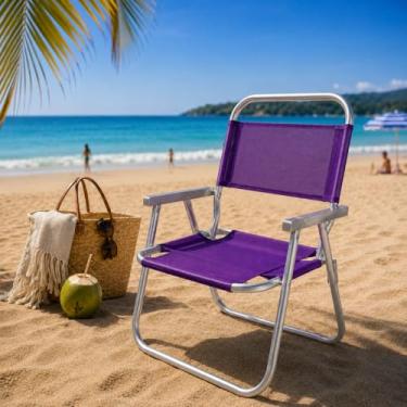 Imagem de Cadeira de Praia Até 160kg ALTA Campo Jardim e Pesca Super Reforçada Plus Size - ROXA