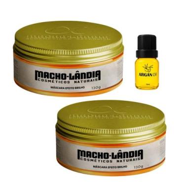 Imagem de Kit 2 Pomada Cabelo E Barba Macho-Landia Brilho 130g Argan - Macho Lân