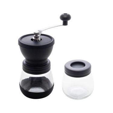 Imagem de Moedor Manual de Café Inox Lyor Porta Pó Extra Vidro Removível 9,5cm Preto