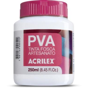 Imagem de Tinta PVA Fosca para Artesanato 250ML Branco Pacote com 03 - Acrilex