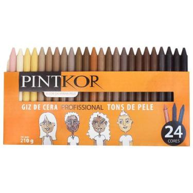 Imagem de Giz de Cera Pintkor 24 Cores Tons de Pele 10 UNIDADES