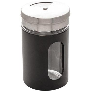Imagem de Porta Condimentos 80ml Preto De Vidro e Inox Com Tampa Dosadora - Lyor