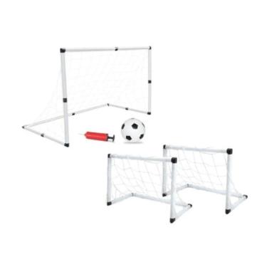 Imagem de 2 Mini Trave Gol Futebol Infantil 2 Em 1 C/ Bola E Bomba DMT5937 - DM 