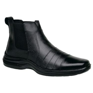 Imagem de Bota Botina Masculina Couro Legitimo Antistress Ortopédica Confortável