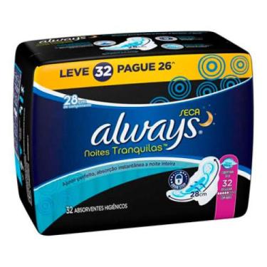 Imagem de Absorvente Always Noites Tranquilas Seca com Abas 32 Unidades