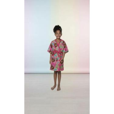 Imagem de Roupão Infantil Aveludado Estampado Rosa M - Congratulations Store
