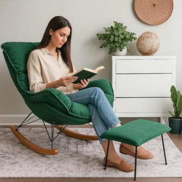 Imagem de Poltrona Reclinável Easy Cozy: Cadeira reclinável, planadora e de balanço com design ergonômico. Conforto e estilo ideais para relaxar em casa, sala ou quarto. Durabilidade garantidas (Verde)