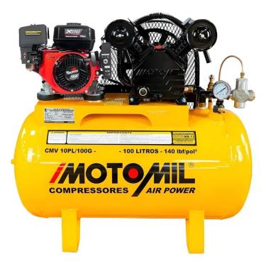 Imagem de Compressor a Gasolina CMV 10PL-100G 7HP 10 Pés 100L Inox Motomil Bivolt Partida Manual