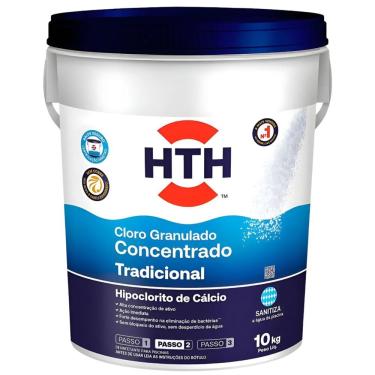 Imagem de Cloro Granulado 10kg 65% Ativo Tratamento Agua Piscina Residencial Condominio Clube HTH