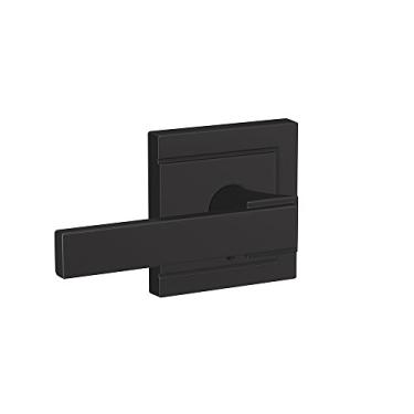 Imagem de Schlage Alavanca personalizada FC21 NBK 622 ULD Northbrook com acabamento superior e trava de banheiro para corredor, preto fosco