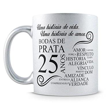 Imagem de Caneca Prata Perolada Bodas de Prata (com Nome)