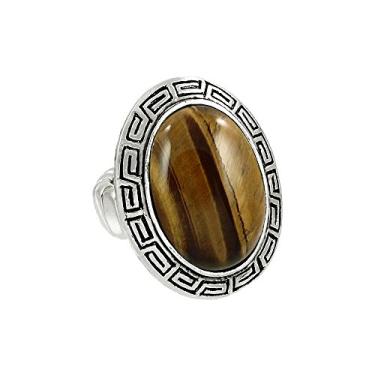 Imagem de Anel elástico Falari oval de pedra natural tamanho único