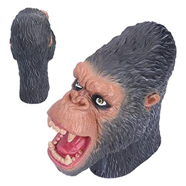 Imagem de Cuque Fantoche de mão Great Apes, fantoche de mão de animais faz expressões faciais para cosplay para contar histórias para decoração (preto)