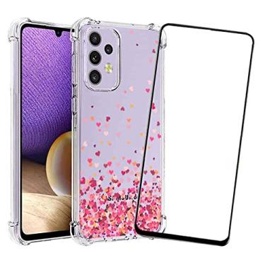 Imagem de Capa Case Antiqueda Desenho Corações + Película 5D 9D Cerâmica Compatível com Galaxy A33 5G